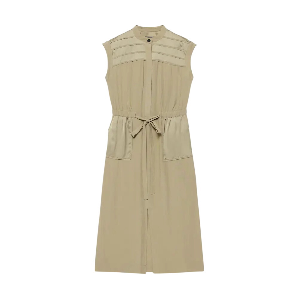 Mint Velvet Khaki Satin Utility Midi Dress